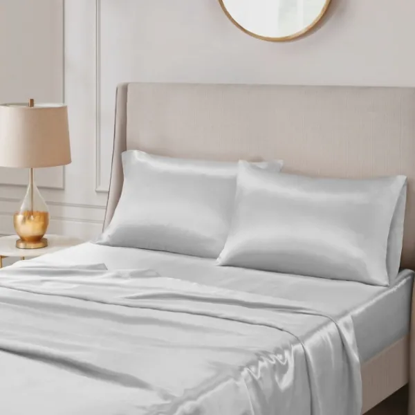 Bed Sheets-Kirkland's Home Light Satin Standard 2-Pc. Pillow Case Set Gray