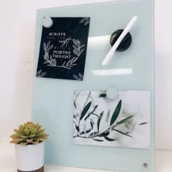 Memo & Chalkboards-Kirkland's Home Light Square Magnetic Glass Dry Erase Board Blue
