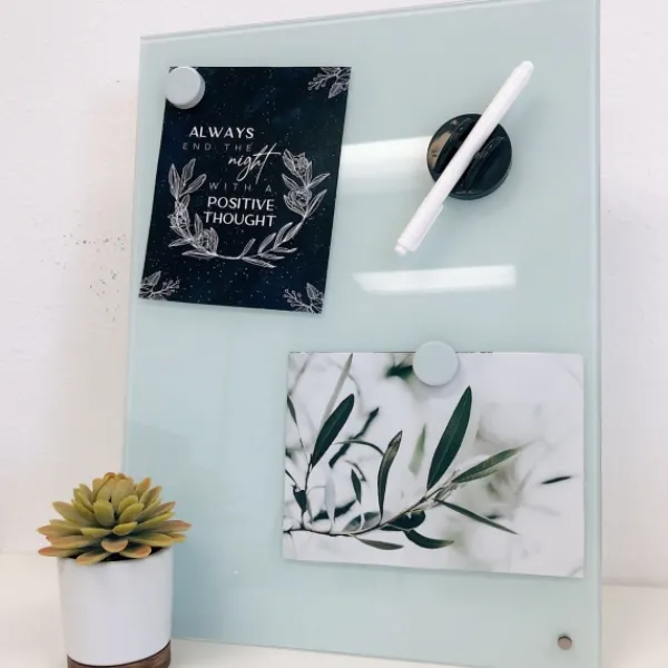 Memo & Chalkboards-Kirkland's Home Light Square Magnetic Glass Dry Erase Board Blue