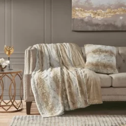 Pillows-Kirkland's Home Light Textured Faux Fur Pillow Brown