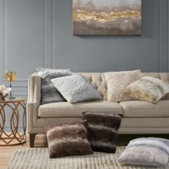 Pillows-Kirkland's Home Light Textured Faux Fur Pillow Brown