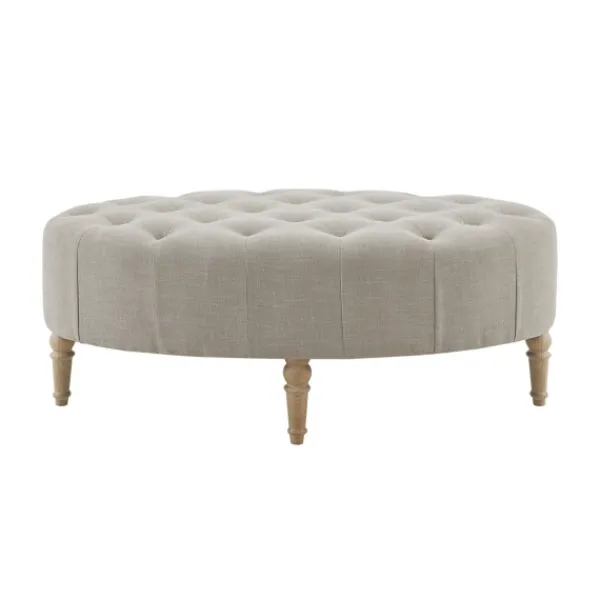 Benches & Ottomans-Kirkland's Home Light Tufted Button Martha Stewart Ottoman Gray