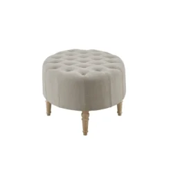 Benches & Ottomans-Kirkland's Home Light Tufted Button Martha Stewart Ottoman Gray