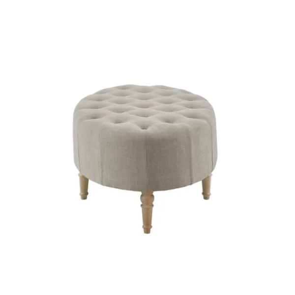 Benches & Ottomans-Kirkland's Home Light Tufted Button Martha Stewart Ottoman Gray