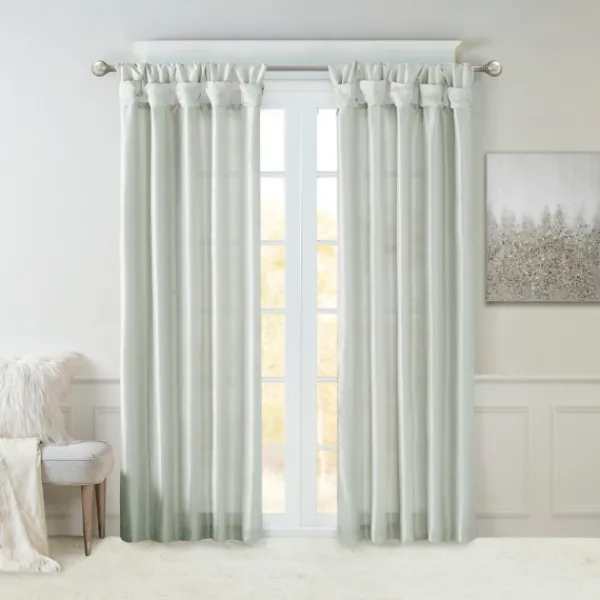 Curtains & Drapes-Kirkland's Home Light Twist Top Curtain Panel, 84 In. Blue