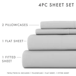 Bed Sheets-Kirkland's Home Light Ultra Soft 3-Pc. Twin Xl Sheet Set Gray