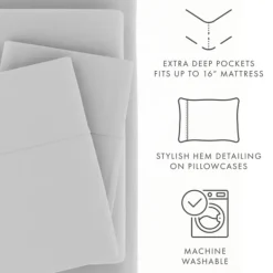 Bed Sheets-Kirkland's Home Light Ultra Soft 3-Pc. Twin Xl Sheet Set Gray