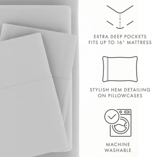 Bed Sheets-Kirkland's Home Light Ultra Soft 3-Pc. Twin Xl Sheet Set Gray