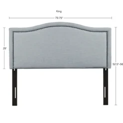 Beds & Headboards-Kirkland's Home Light Upholstered Nailhead King Headboard Blue