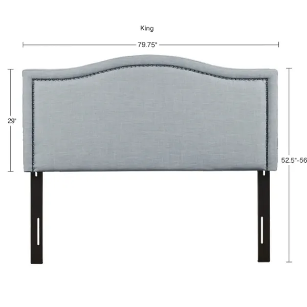Beds & Headboards-Kirkland's Home Light Upholstered Nailhead King Headboard Blue