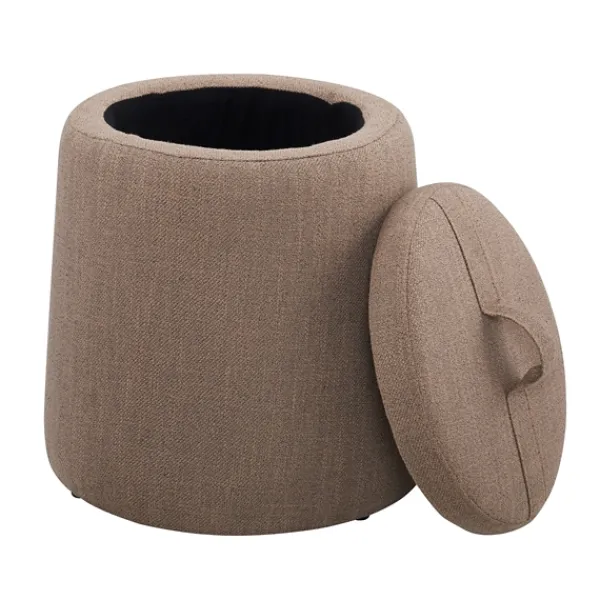 Benches & Ottomans-Kirkland's Home Light Upholstered Top Handle Storage Ottoman Brown