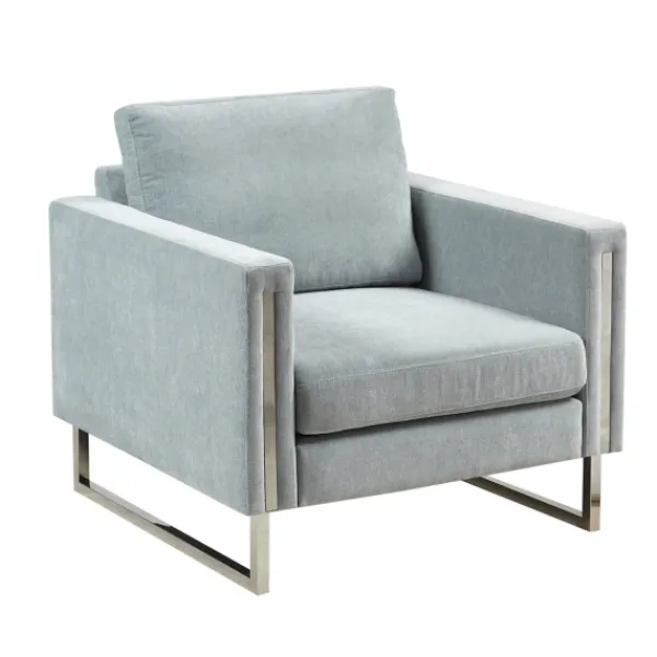 Accent Chairs-Kirkland's Home Light Velvet And Chrome Accent Chair Green