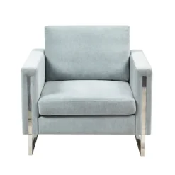Accent Chairs-Kirkland's Home Light Velvet And Chrome Accent Chair Green