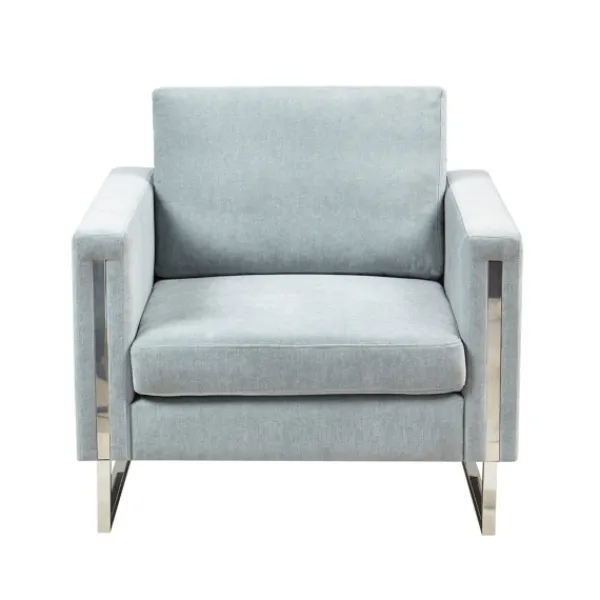 Accent Chairs-Kirkland's Home Light Velvet And Chrome Accent Chair Green