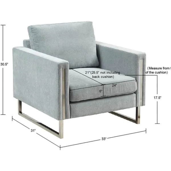 Accent Chairs-Kirkland's Home Light Velvet And Chrome Accent Chair Green