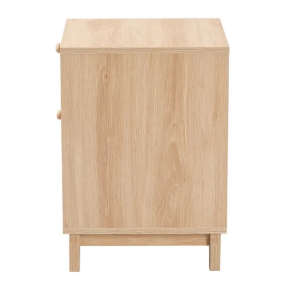 Nightstands-Kirkland's Home Light Wood And Cane Accent Nightstand Brown