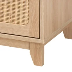Nightstands-Kirkland's Home Light Wood And Cane Accent Nightstand Brown