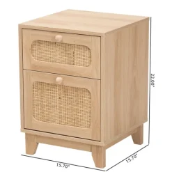 Nightstands-Kirkland's Home Light Wood And Cane Accent Nightstand Brown