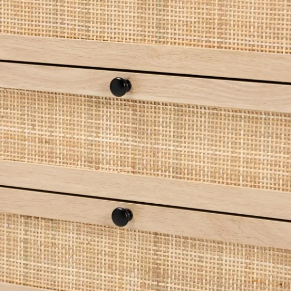 Dressers & Chests-Kirkland's Home Light Wood And Rat 5-Drawer Chest Tan