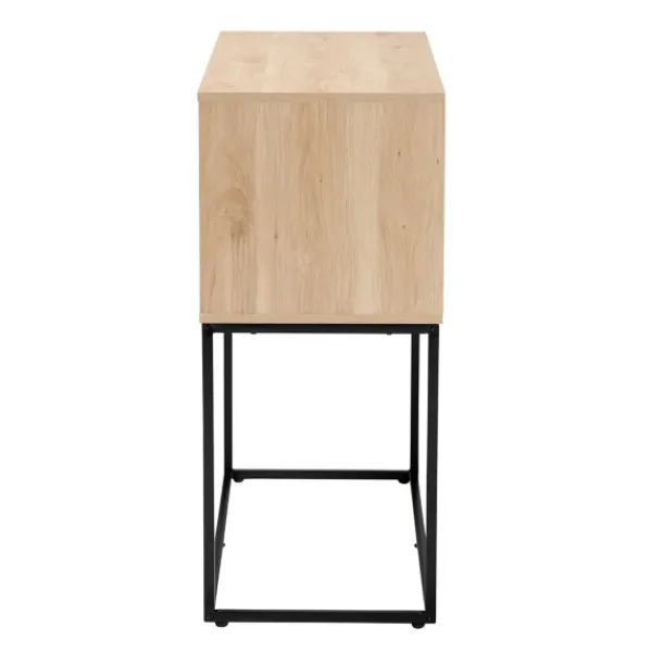 Cabinets & Sideboards-Kirkland's Home Light Wood And Rat Sliding Door Cabinet Tan