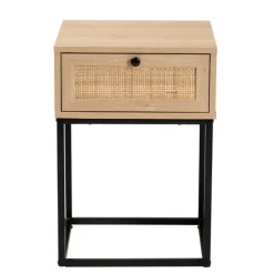 Nightstands-Kirkland's Home Light Wood And Rat Square Nights D Tan