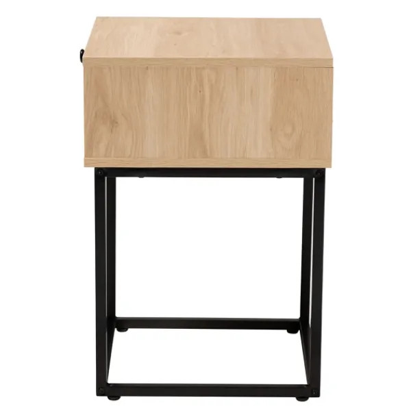 Nightstands-Kirkland's Home Light Wood And Rat Square Nights D Tan