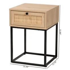 Nightstands-Kirkland's Home Light Wood And Rat Square Nights D Tan