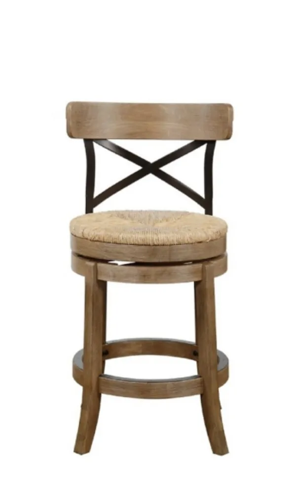 Bar Stools & Counter Height Stools-Kirkland's Home Light Wood And Seagrass Swivel Counter Stool Brown