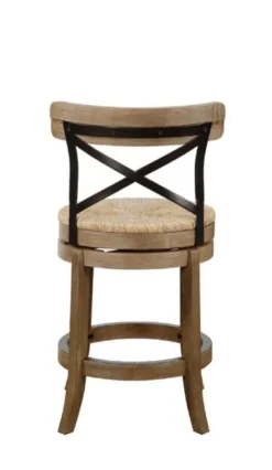Bar Stools & Counter Height Stools-Kirkland's Home Light Wood And Seagrass Swivel Counter Stool Brown