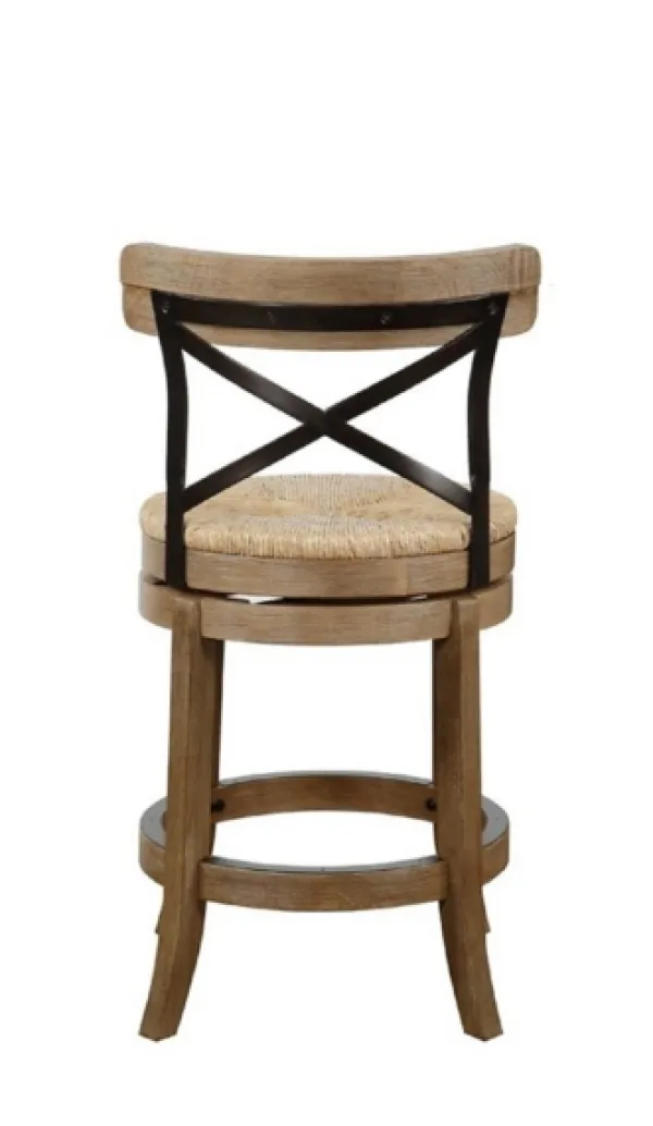 Bar Stools & Counter Height Stools-Kirkland's Home Light Wood And Seagrass Swivel Counter Stool Brown