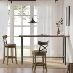Bar Stools & Counter Height Stools-Kirkland's Home Light Wood And Seagrass Swivel Counter Stool Brown