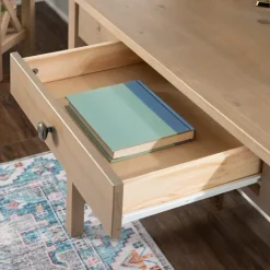 Office Furniture-Kirkland's Home Light Wood X-Sides Desk Brown