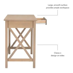 Office Furniture-Kirkland's Home Light Wood X-Sides Desk Brown