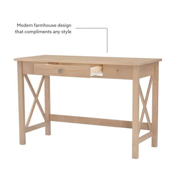 Office Furniture-Kirkland's Home Light Wood X-Sides Desk Brown