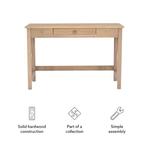 Office Furniture-Kirkland's Home Light Wood X-Sides Desk Brown