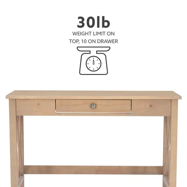 Office Furniture-Kirkland's Home Light Wood X-Sides Desk Brown