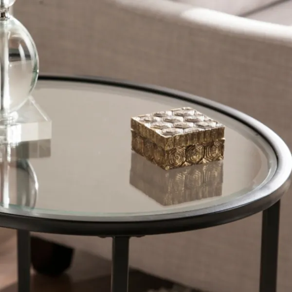 Accent & End Tables-Kirkland's Home Lila Glass And Metal Oval Accent Table Black