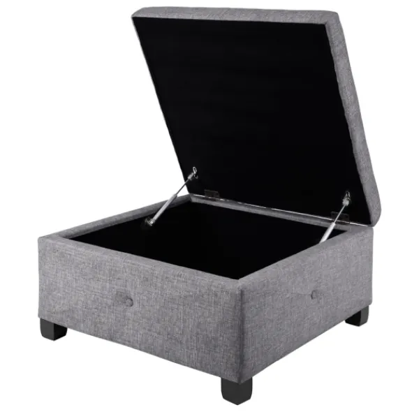 Benches & Ottomans-Kirkland's Home Lila Tufted Charcoal Storage Ottoman Gray
