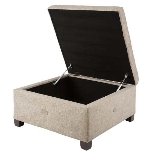 Benches & Ottomans-Kirkland's Home Lila Tufted Sand Storage Ottoman Tan