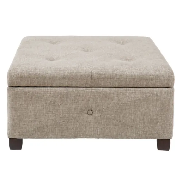 Benches & Ottomans-Kirkland's Home Lila Tufted Sand Storage Ottoman Tan