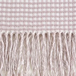 Blankets & Throws-Kirkland's Home Lilac And White Waffle Knit Fringe Throw Pink