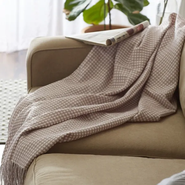 Blankets & Throws-Kirkland's Home Lilac And White Waffle Knit Fringe Throw Pink