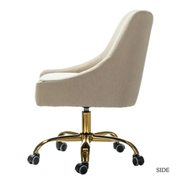 Office Furniture-Kirkland's Home Lili Cream Golden Office Chair Ivory