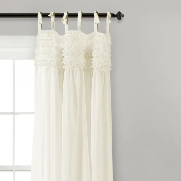 Curtains & Drapes-Kirkland's Home Linda Ruffle Curtain Panel Set, 84 In. Ivory