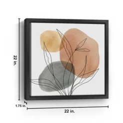 Framed Art-Kirkland's Home Linear Leaf Trio Framed Canvas Art Print White/Gray/Orange