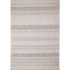 Outdoor Rugs-Kirkland's Home Linear Sundry Outdoor Area Rug, 5X7 Gray