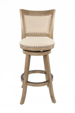 Bar Stools & Counter Height Stools-Kirkland's Home Linen And Driftwood Nailhead Swivel Bar Stool Brown