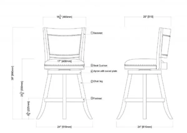 Bar Stools & Counter Height Stools-Kirkland's Home Linen And Driftwood Nailhead Swivel Counter Stool Ivory