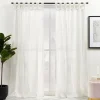 Curtains & Drapes-Kirkland's Home Linen Braided Top Curtain Panel Set, 84 In. White