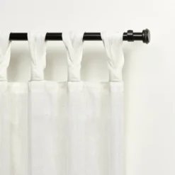 Curtains & Drapes-Kirkland's Home Linen Braided Top Curtain Panel Set, 84 In. White